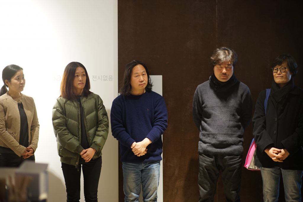 참여작가 홍희령, STUDIO 1750( 손진희와 김영현), 리우, 기획자 김옥렬(왼쪽부터)